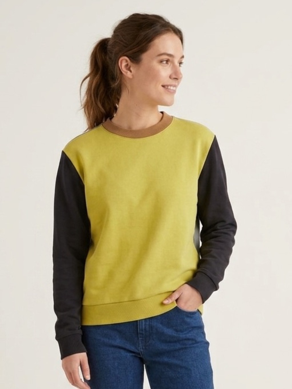 COS Sz L Colorblock Relaxed Casual Long Sleeves Cotton Sweater